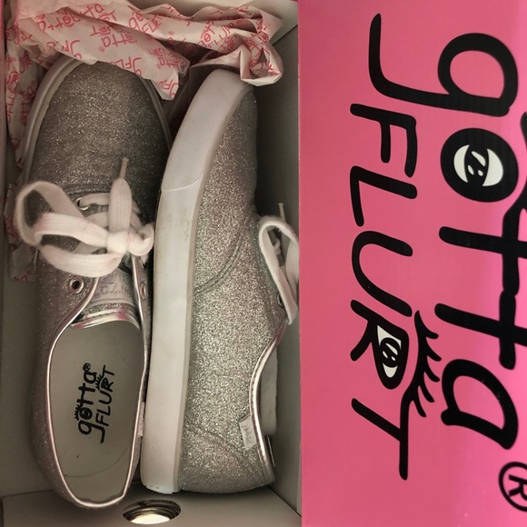 Gotta Flurt Shoes - Silver Sparkle Sneakers